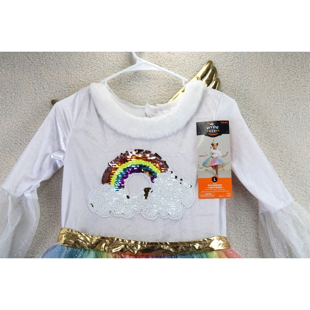Hyde and EEK! Boutique Kids Rainbow Unicorn Dress with Wings Costume Large L - Picture 4 of 16